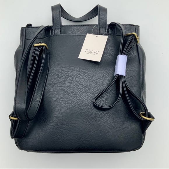 NWT RELIC by FOSSIL leather Brianna black backpack - Picture 2 of 14